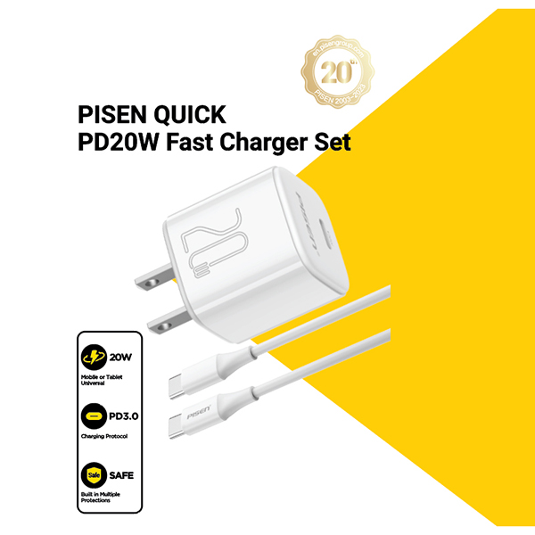 PISEN QUICK - Mr White Tiny USB-C 20W (Type-C ) CC1200 - PISEN VIỆT NAM